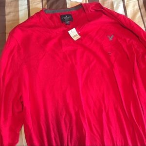 AEO Red V-Neck Sweater XXL NWT